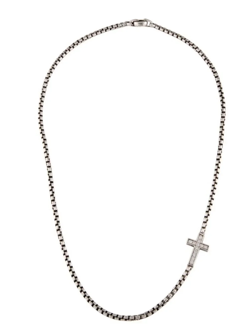 DAVID YURMAN STERLING SILVER 925  DIAMOND 0.48CTW CROSS STATION NECKLACE